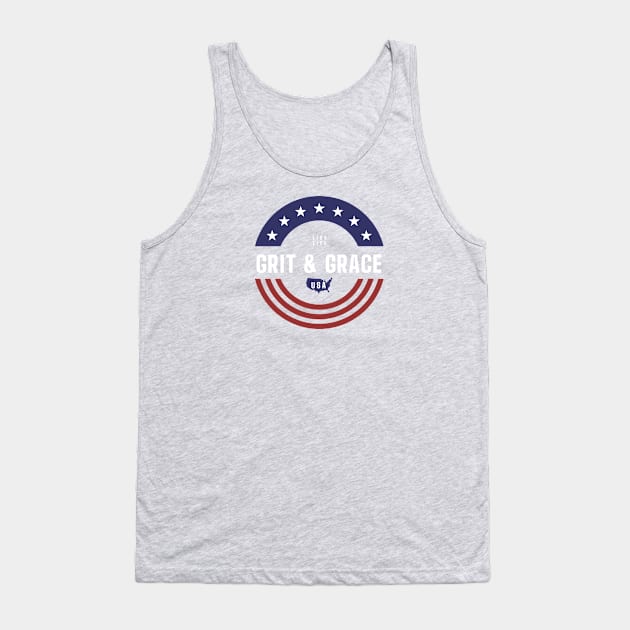 Red White & Blue Circle - Grit & Grace Tank Top by Live Life Motivated